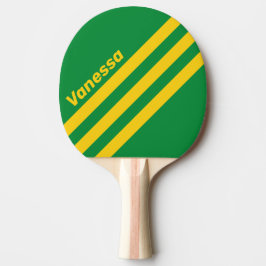 Retro Tropische Palm Driehoekige Streep met Naam Tafeltennisbatje