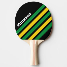 Retro Tropische Palm Geschuinde Strepen met Naam Tafeltennisbatje