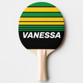 Retro Tropische Palm Horizon Strepen met Naam Tafeltennisbatje