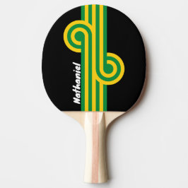 Retro Tropische Palm Lus met Naam Tafeltennisbatje