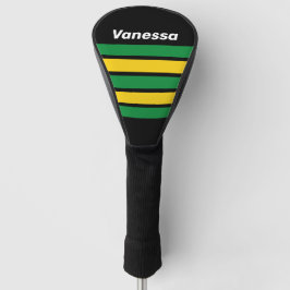 Retro Tropische Palm over Strepen met Naam Golfheadcover