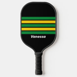 Retro Tropische Palm over Strepen met Naam Pickleball Paddle