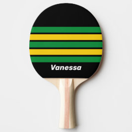 Retro Tropische Palm over Strepen met Naam Tafeltennisbatje