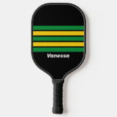 Retro Tropische Palm Over Striping Met Naam Pickleball Paddle (Achterkant)