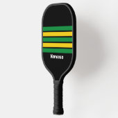 Retro Tropische Palm Over Striping Met Naam Pickleball Paddle (Links)