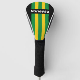 Retro Tropische Palm Pin Strepen met Naam Golfheadcover