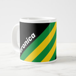 Retro Tropische Palm Strepen met Naam Grote Koffiekop