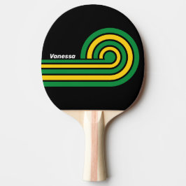 Retro Tropische Palm Strepen met Naam Tafeltennisbatje
