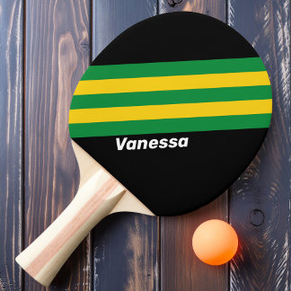 Retro Tropische Palm Strepen met Naam Tafeltennisbatje
