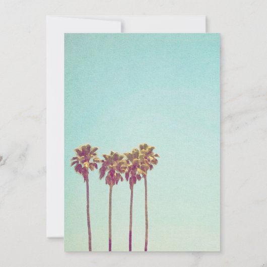 Retro Tropische Palmbomen Kust Strand Huwelijk Kaart (Achterkant)