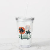 Retro/ tropische palmboom acryl drinkbeker (Achterkant)