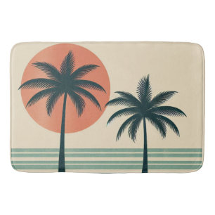 Retro/ tropische palmboom badmat