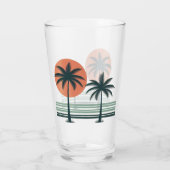 Retro/ tropische palmboom glas (Achterkant)