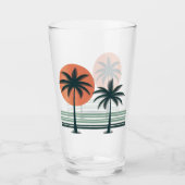 Retro/ tropische palmboom glas (Voorkant)