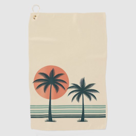 Retro/ tropische palmboom golfhanddoek (Voorkant)