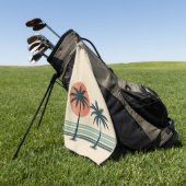 Retro/ tropische palmboom golfhanddoek (Groen)