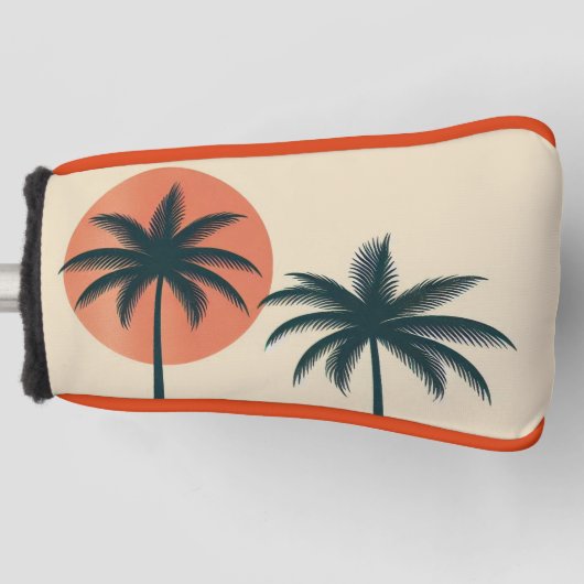 Retro/ tropische palmboom golfheadcover (Voorkant)