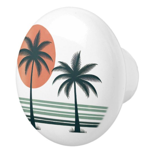 Retro/ tropische palmboom keramische knop (Rechts)