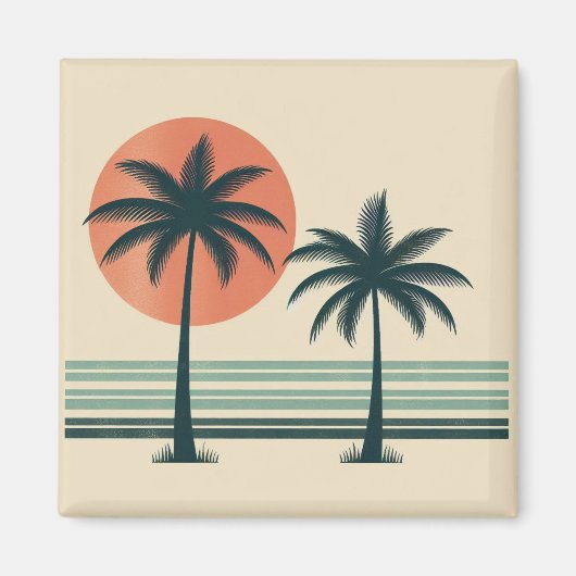 Retro/ tropische palmboom magneet (Voorkant)