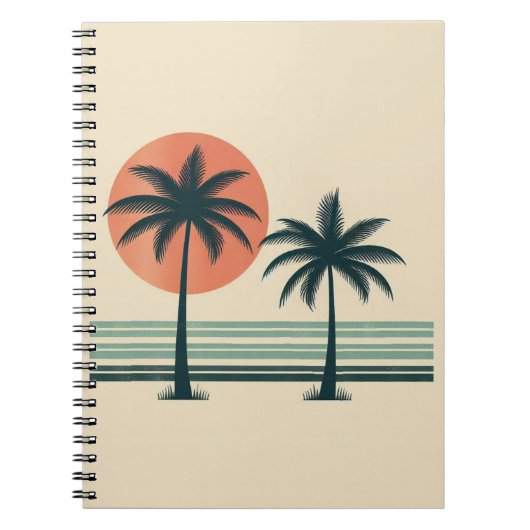 Retro/ tropische palmboom notitieboek (Voorkant)