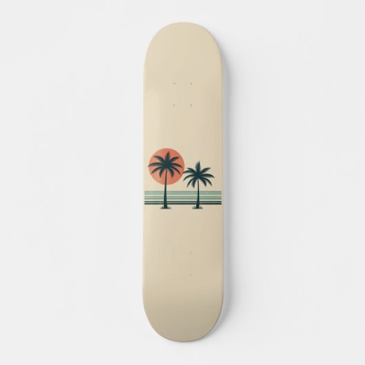 Retro/ tropische palmboom persoonlijk skateboard (Voorkant)