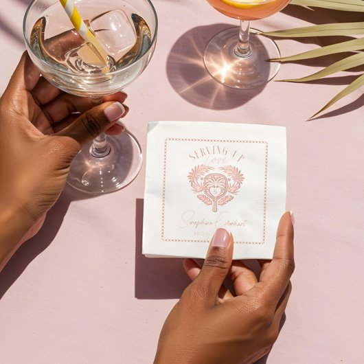 Retro Tropische Palmboom Pickleball Bruidsdouche Folie Servetten