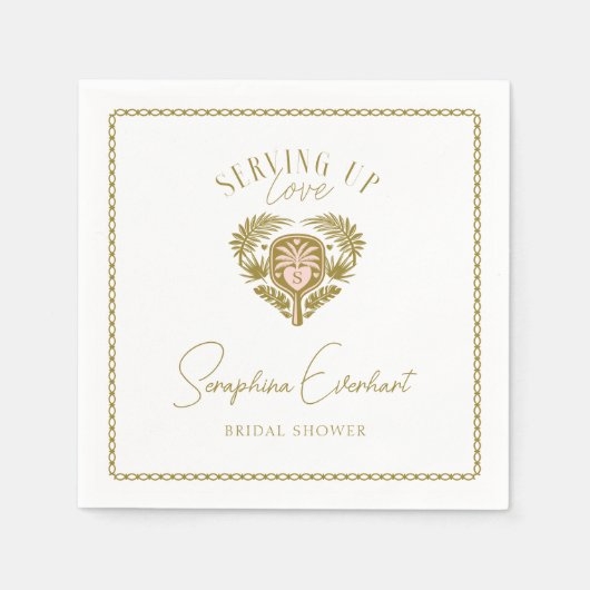 Retro Tropische Palmboom Pickleball Bruidsdouche Servet (Voorkant)