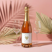 Retro Tropische Palmboom Pickleball Bruidsdouche Sparkling Wijnetiket