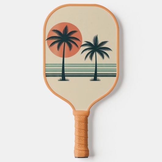 Retro/ tropische palmboom pickleball paddle (Voorkant)