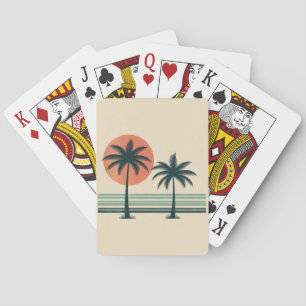 Retro/ tropische palmboom pokerkaarten