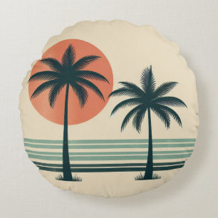 Retro/ tropische palmboom rond kussen