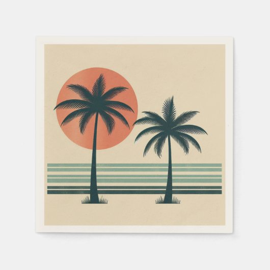 Retro/ tropische palmboom servet (Voorkant)