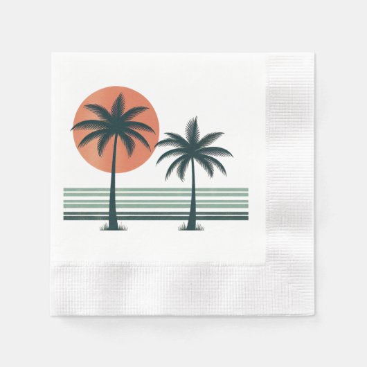 Retro/ tropische palmboom servet (Voorkant)