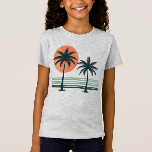 Retro/ tropische palmboom t-shirt (Voorkant)