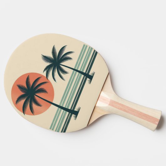 Retro/ tropische palmboom tafeltennisbatje (Zijkant)