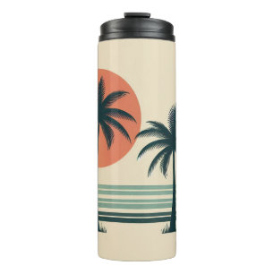 Retro/ tropische palmboom thermosbeker