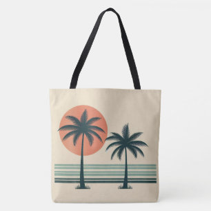 Retro/ tropische palmboom tote bag