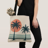 Retro/ tropische palmboom tote bag (Dichtbij)