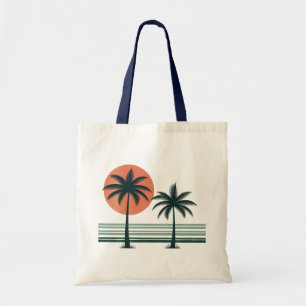 Retro/ tropische palmboom tote bag