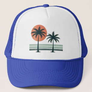 Retro/ tropische palmboom trucker pet