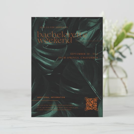 Retro Tropische palmen | Bachelorette Weekend Kaart (Staand voorkant)