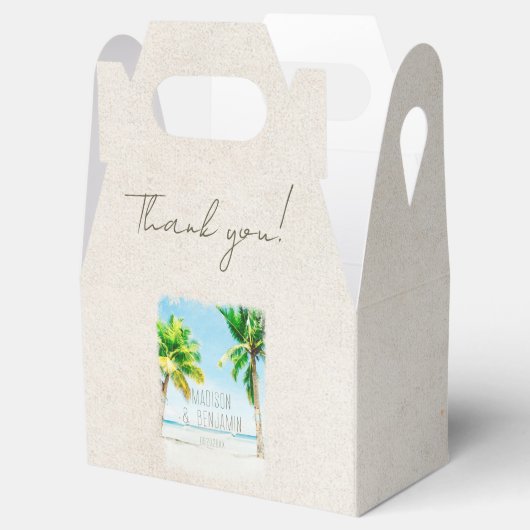 Retro Tropische Pam Tree Wedding Dank u Cadeaudoos Bedankdoosjes (Geopend)