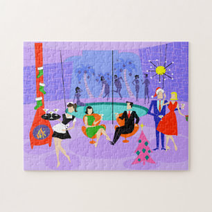 Retro Tropische Raadsel van de Partij van Kerstmis Legpuzzel