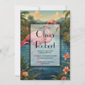 Retro tropische roze flamingo kaart (Voorkant)
