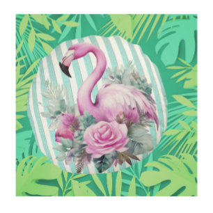 retro tropische roze flamingo rond kussen