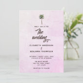 Retro Tropische Roze Palm Tree Beach Zonsondergang Kaart (Staand voorkant)