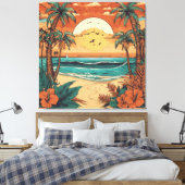Retro Tropische rust Canvas Afdruk (Insitu (Slaapkamer))