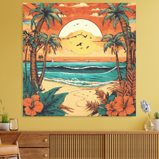 Retro Tropische rust Canvas Afdruk