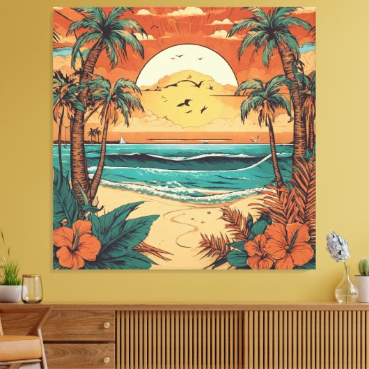 Retro Tropische rust Canvas Afdruk (Insitu (Woonkamer))