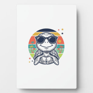 Retro Tropische Schildpad Zonnebril Strand Shirt_1 Fotoplaat